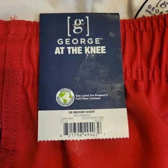 George Men's Above the Knee Red/Orange/White Poly/Spandex Eboard Shorts w Briefs - Picture 13 of 13